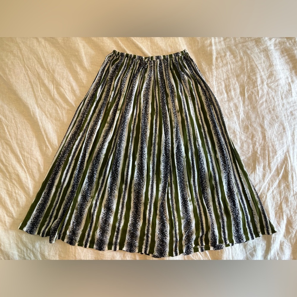Jean Paul Gaultier Vintage Green and Black Striped Midi Skirt S/M
